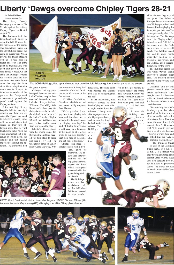 Liberty ‘Dawgs overcome Chipley Tigers 28-21