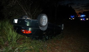 Car overturns north of Bristol Sunday
