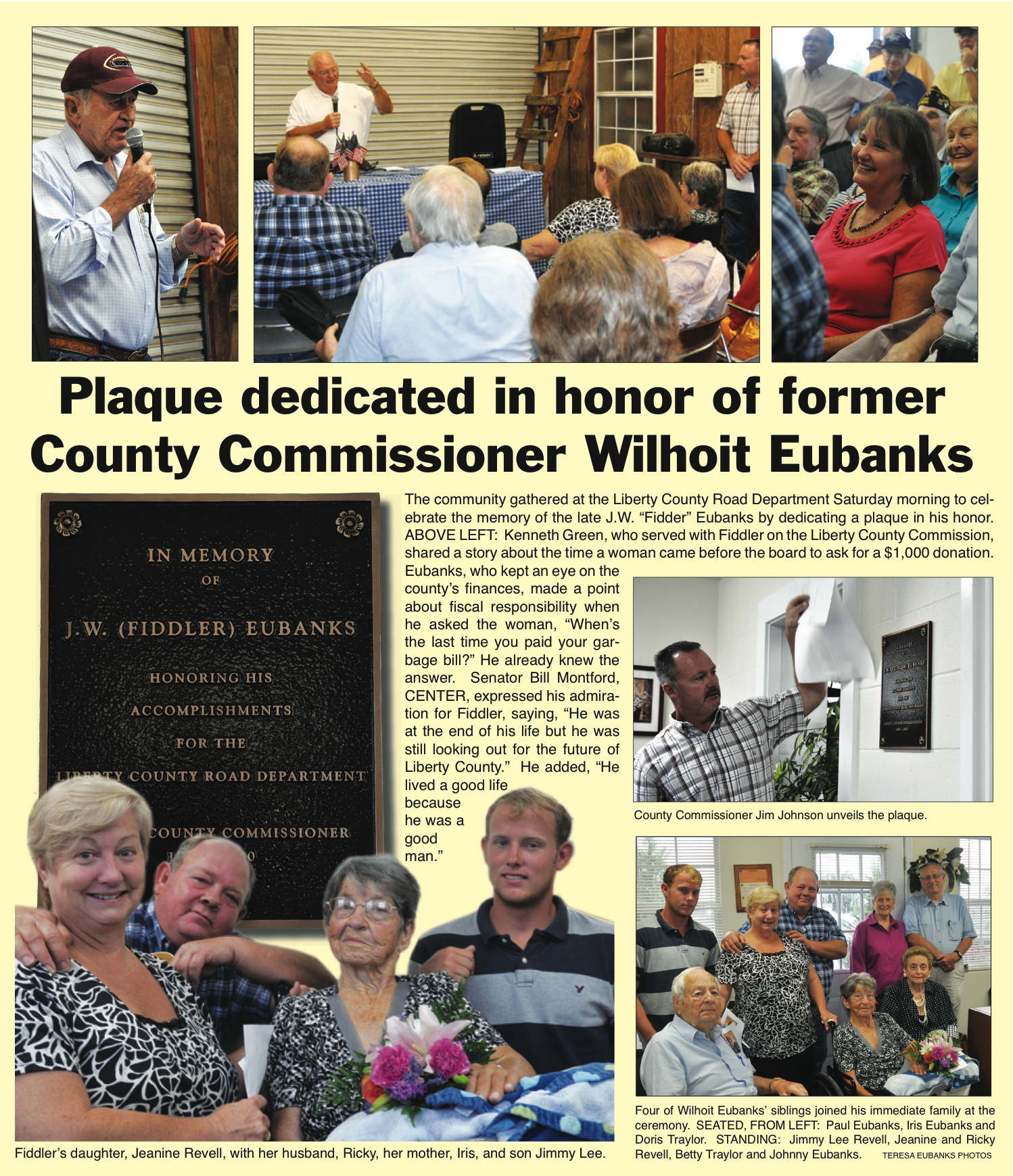 Plaque honors Wilhoit Eubanks