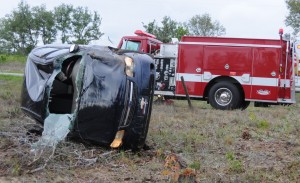 Driver pinned in wreck